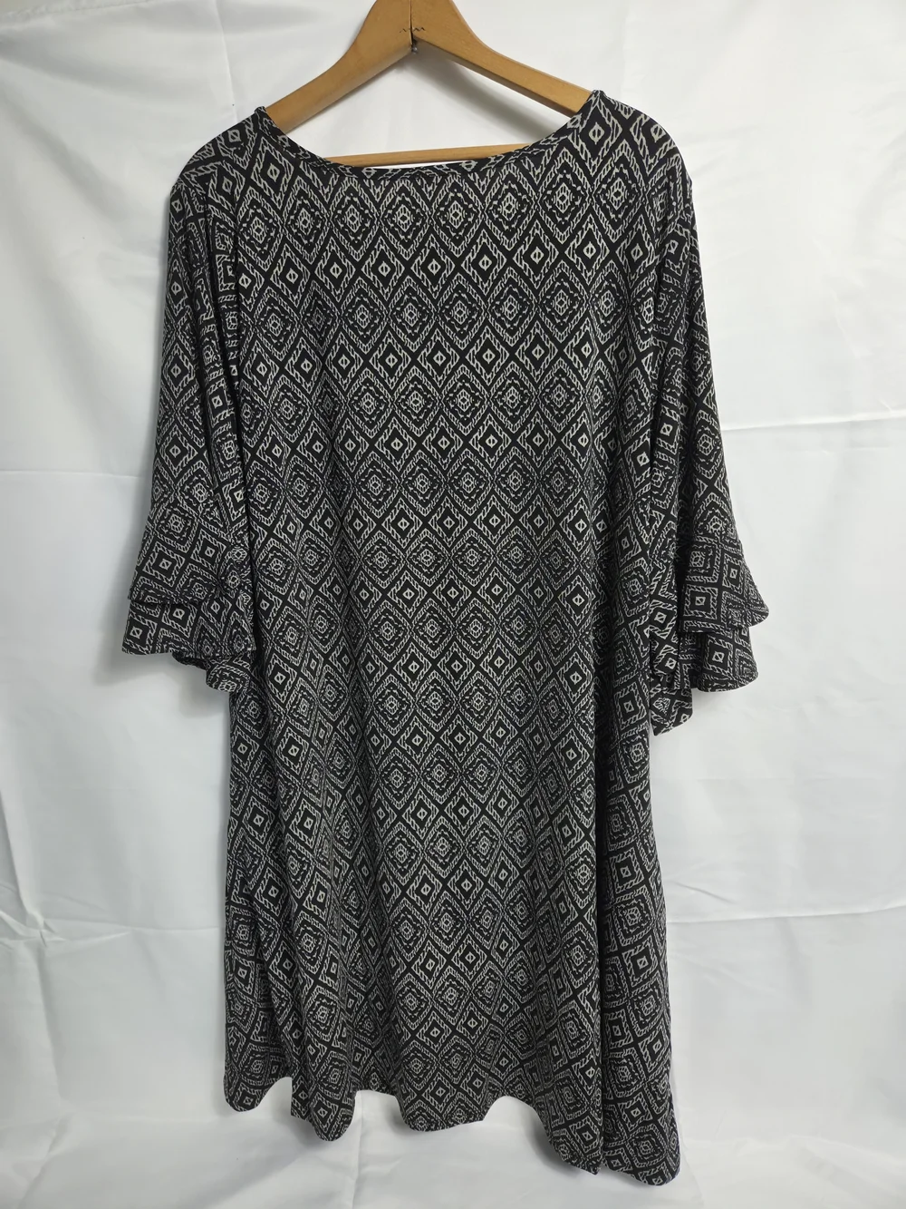 Mountain Mamas Double Ruffle Bell Sleeve Dress Tunic - Black Diamond - XXL - NWT - Picture 4 of 6
